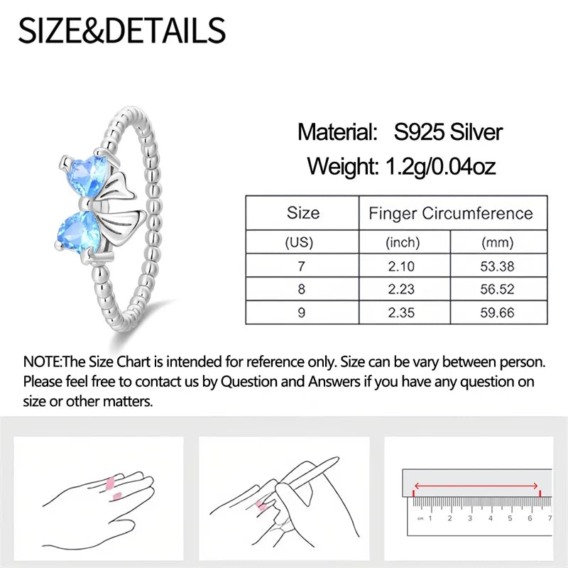 Original 925er Sterlingsilber, rosa herzförmige Kronenringe