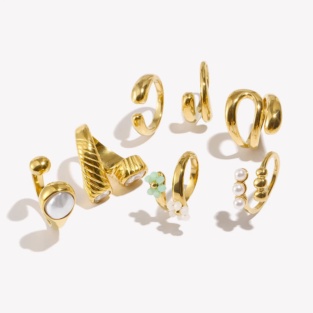 Cocktailring - Ring offen 18k Vergoldung und Zirkoniastein - verschiedene Varianten