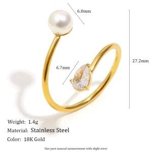 Cocktailring - Ring offen 18k Vergoldung und Zirkoniastein - verschiedene Varianten