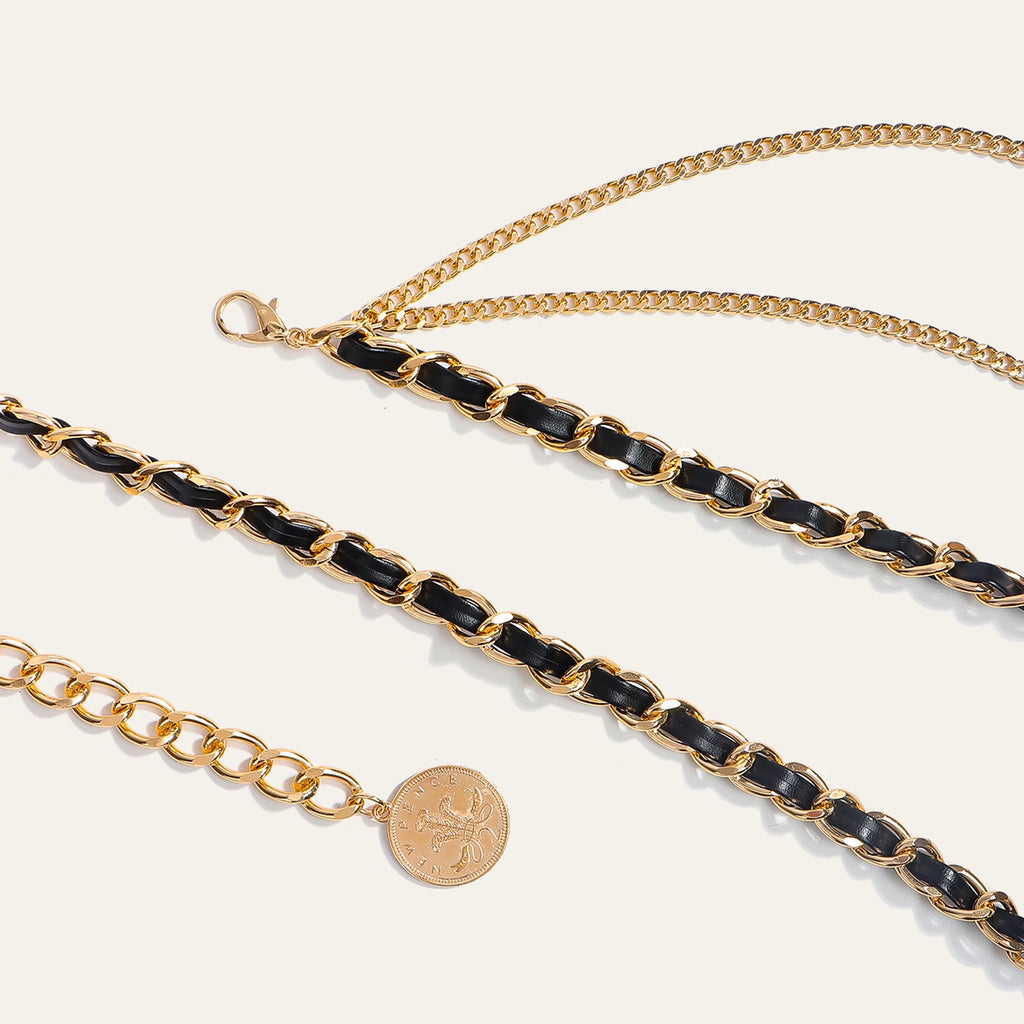 Modische mehrlagige Metall-Taillenkette für Damen, vielseitig einsetzbar als Gürtel- oder Kleid-Accessoire – ideal für trendige und elegante Outfits.