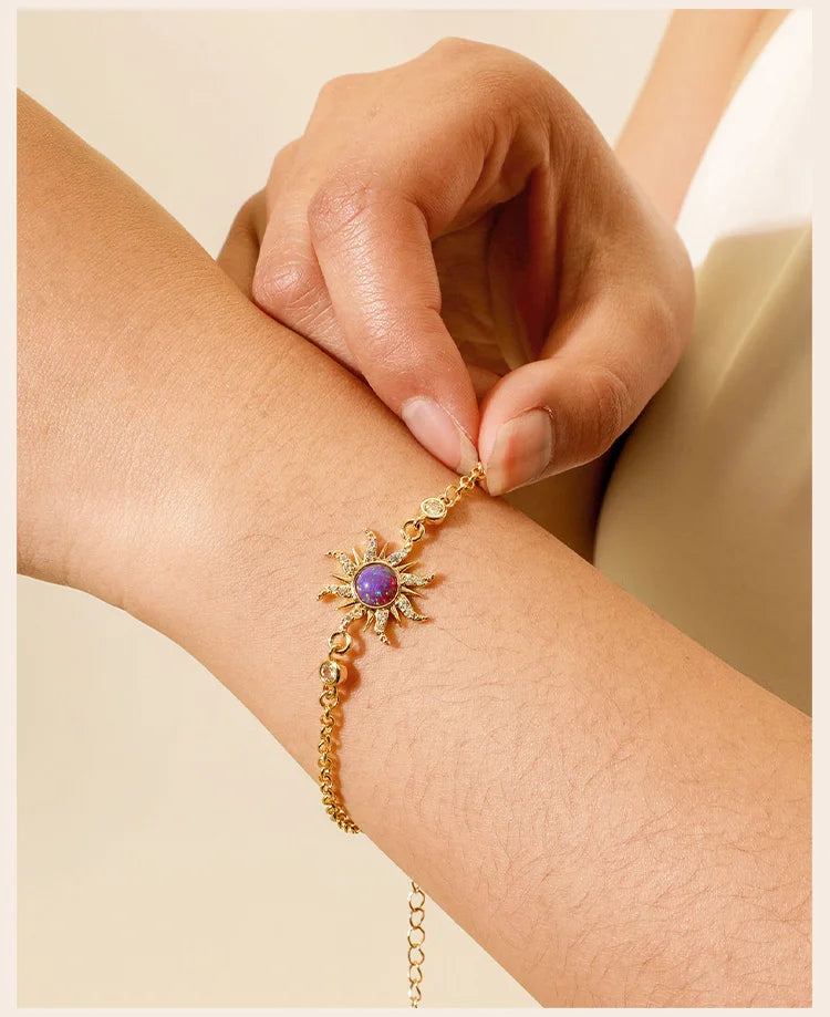 Damenarmband Sun Charms – handgefertigtes, verstellbares Armband mit Zirkonia-Verzierung und feiner Kettenstruktur, modisches mehrlagiges Schmuckstück