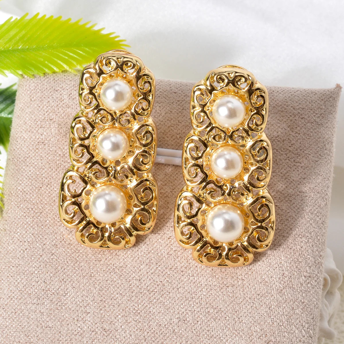 Luxus-Schmuckset für Damen im Dubai-Stil – Elegante Perlen-Halskette mit passendem Armband, Ring und Ohrringen