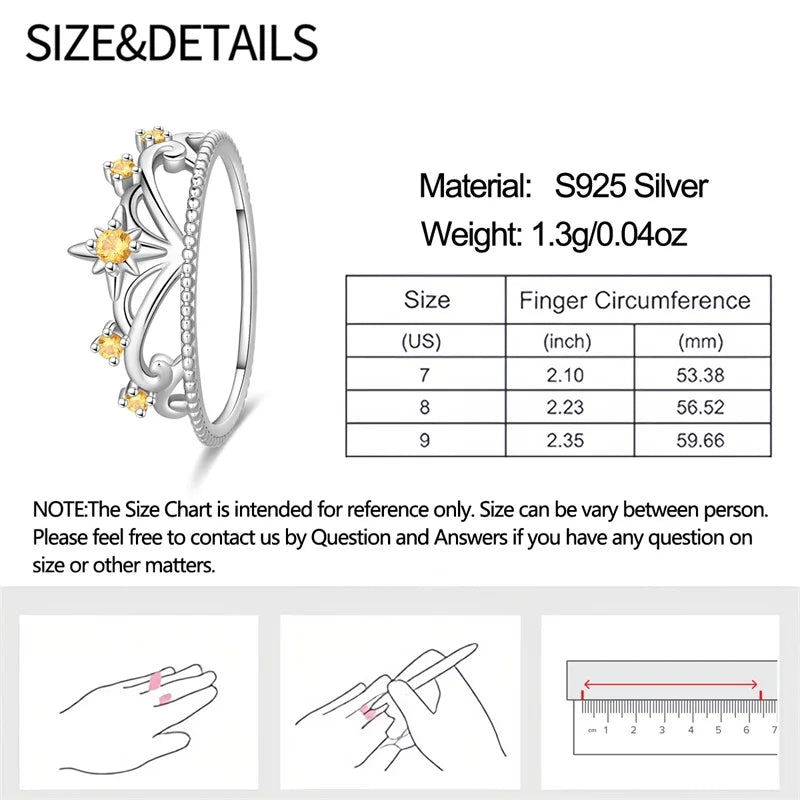 Original 925er Sterlingsilber, rosa herzförmige Kronenringe