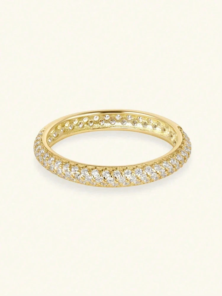 925er-Sterlingsilber, schlicher Ring mit Steinen