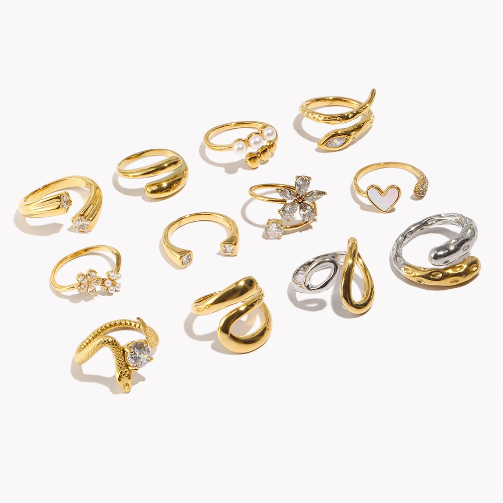 Cocktailring - Ring offen 18k Vergoldung und Zirkoniastein - verschiedene Varianten