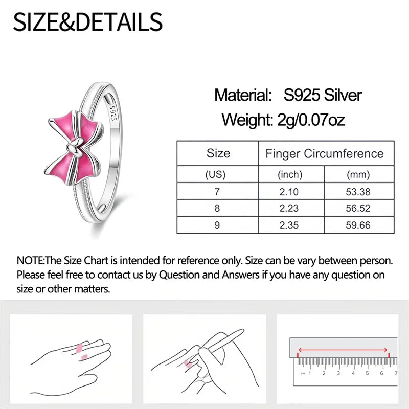 Original 925er Sterlingsilber, rosa herzförmige Kronenringe