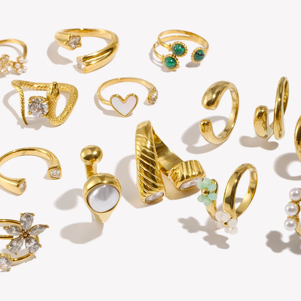 Cocktailring - Ring offen 18k Vergoldung und Zirkoniastein - verschiedene Varianten