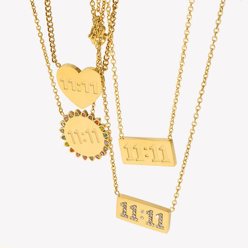 11:11 Rechteckige Halskette mit Anhängerplatte 18k vergoldet