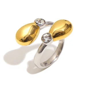 Cocktailring - Ring offen 18k Vergoldung und Zirkoniastein - verschiedene Varianten