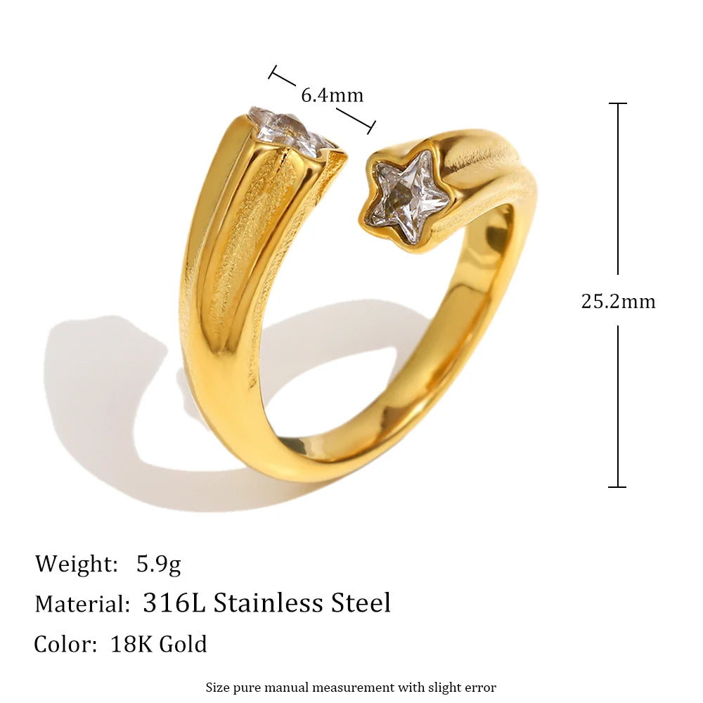 Cocktailring - Ring offen 18k Vergoldung und Zirkoniastein - verschiedene Varianten