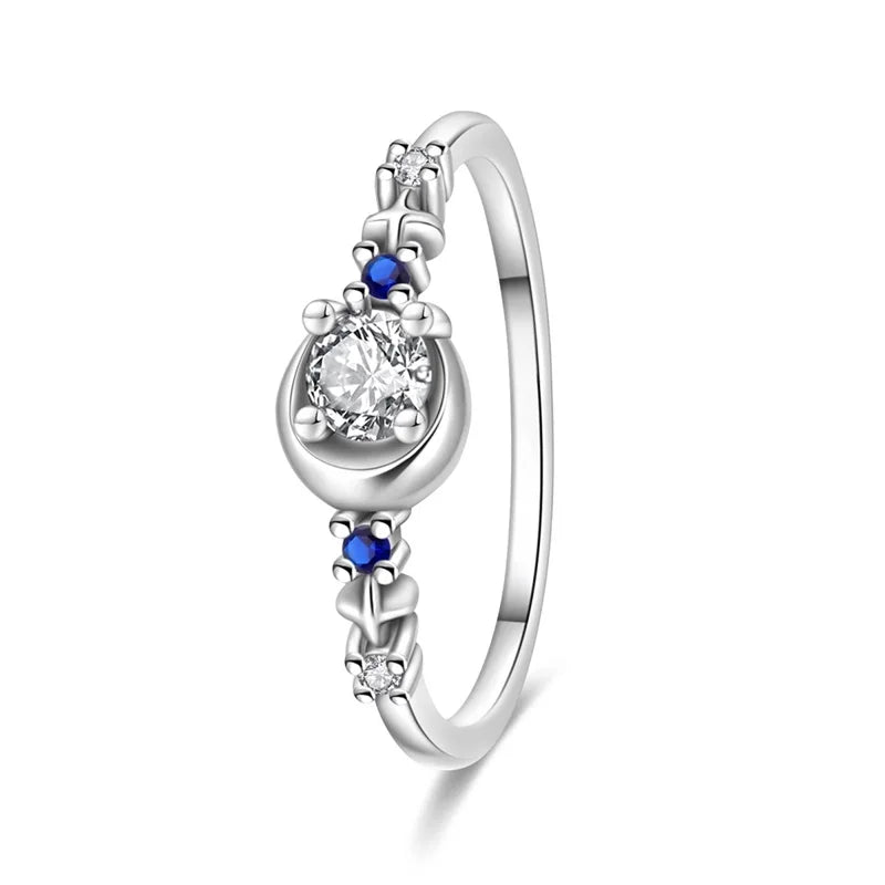 Original 925er Sterlingsilber, rosa herzförmige Kronenringe