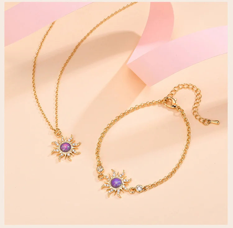 Damenarmband Sun Charms – handgefertigtes, verstellbares Armband mit Zirkonia-Verzierung und feiner Kettenstruktur, modisches mehrlagiges Schmuckstück