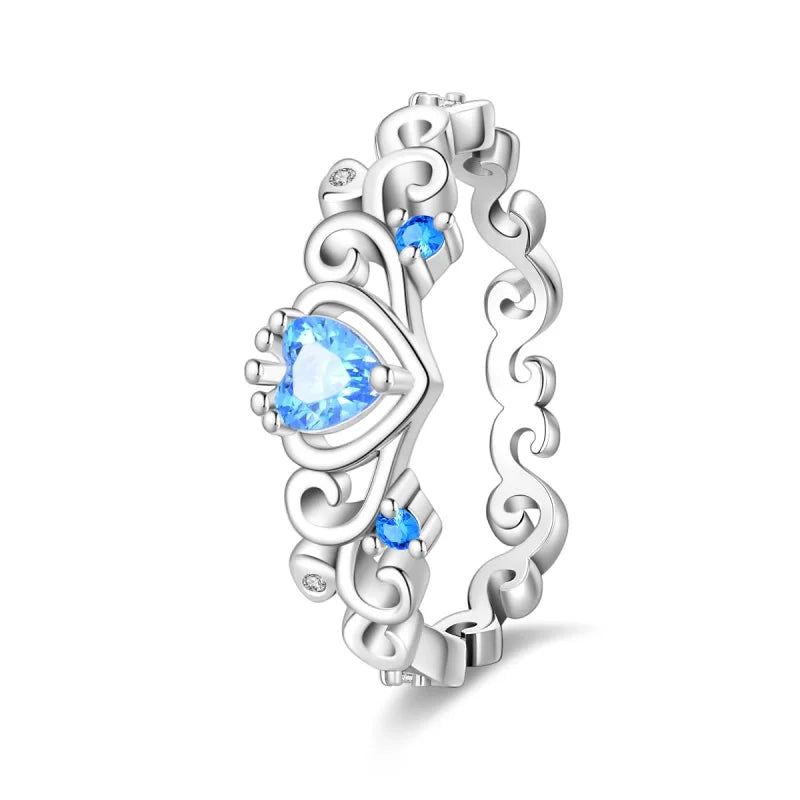 Original 925er Sterlingsilber, rosa herzförmige Kronenringe