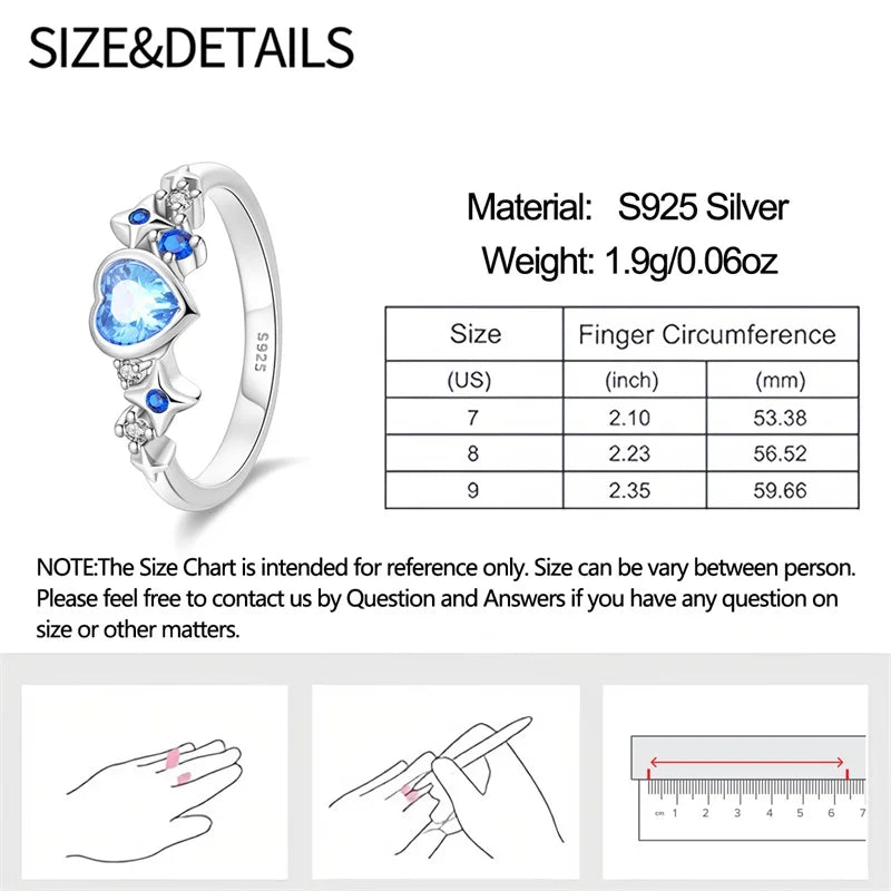 Original 925er Sterlingsilber, rosa herzförmige Kronenringe