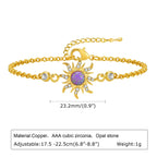 Damenarmband Sun Charms – handgefertigtes, verstellbares Armband mit Zirkonia-Verzierung und feiner Kettenstruktur, modisches mehrlagiges Schmuckstück