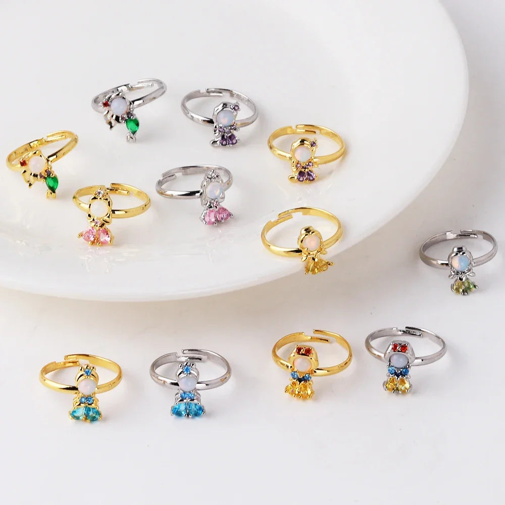 Zahle2 get 3! Kreativer Prinzessinnen-Ring – Verstellbarer Damenring mit Zirkonia im Märchen-Design