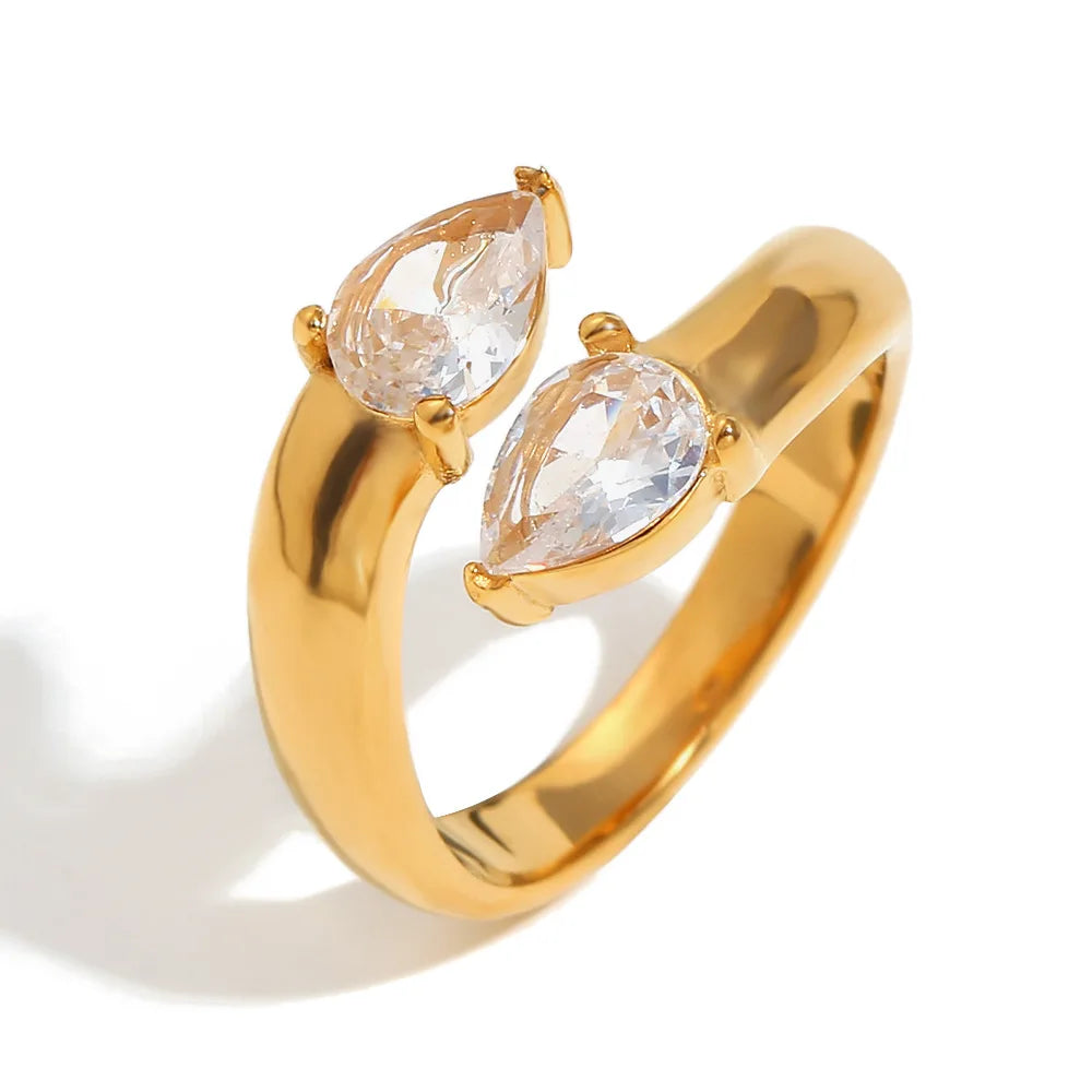 Cocktailring - Ring offen 18k Vergoldung und Zirkoniastein - verschiedene Varianten