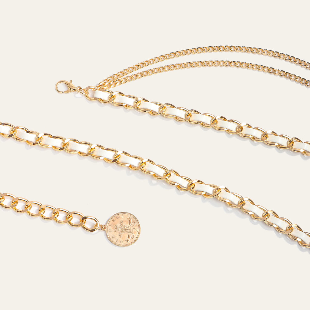 Modische mehrlagige Metall-Taillenkette für Damen, vielseitig einsetzbar als Gürtel- oder Kleid-Accessoire – ideal für trendige und elegante Outfits.