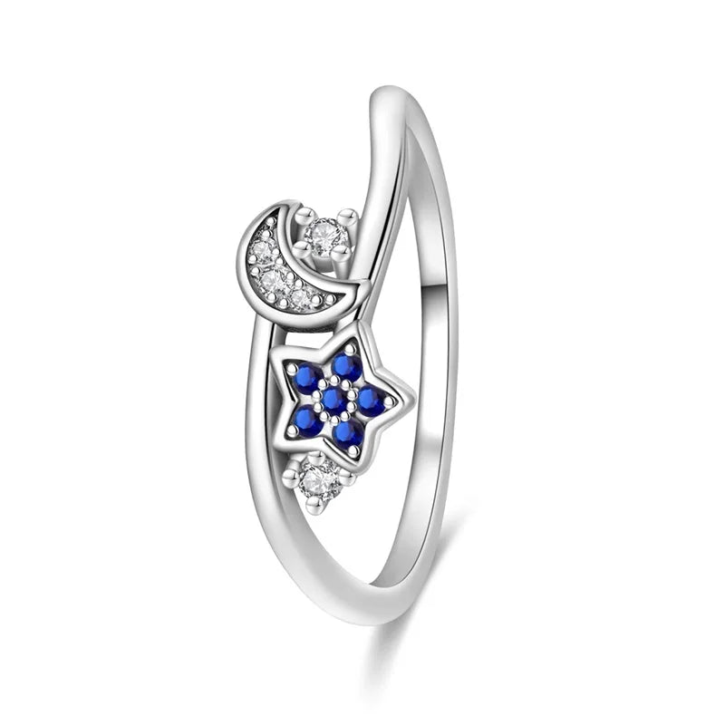 Original 925er Sterlingsilber, rosa herzförmige Kronenringe