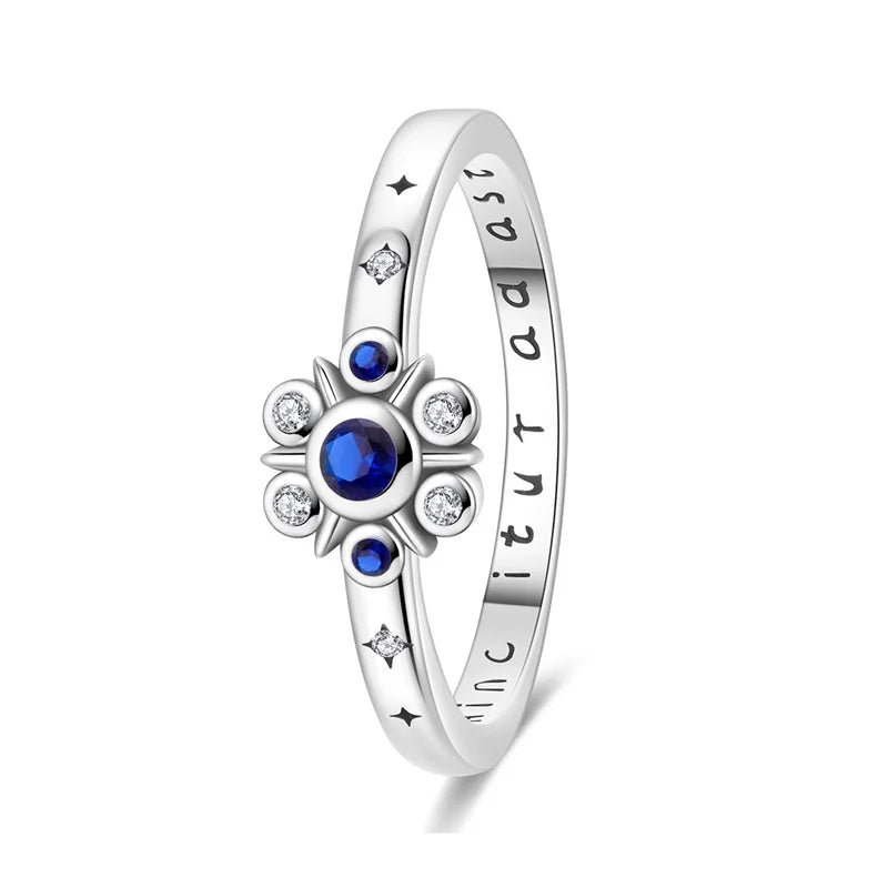 Original 925er Sterlingsilber, rosa herzförmige Kronenringe