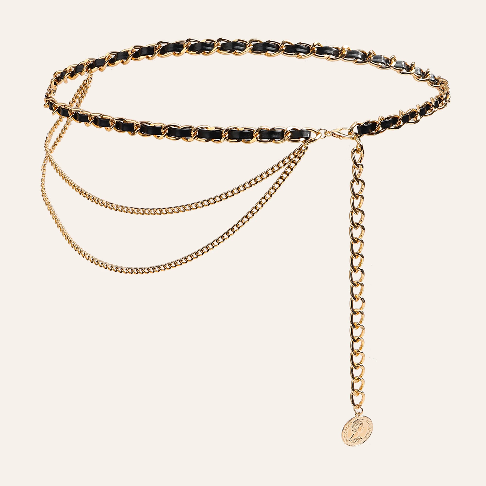 Modische mehrlagige Metall-Taillenkette für Damen, vielseitig einsetzbar als Gürtel- oder Kleid-Accessoire – ideal für trendige und elegante Outfits.