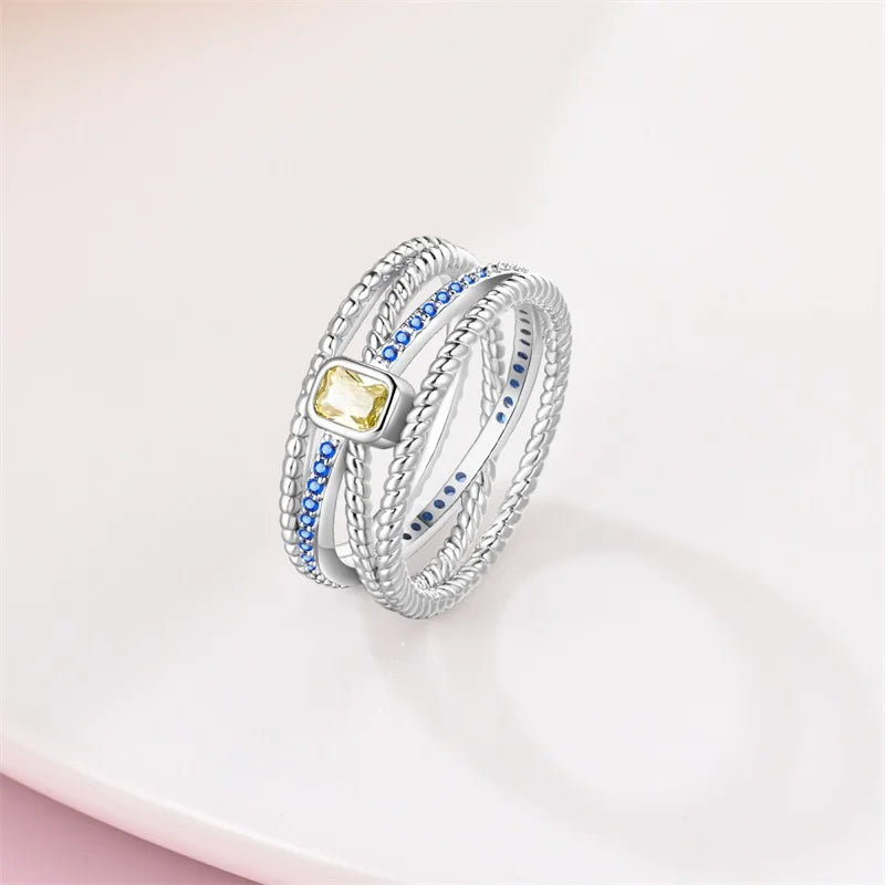 Original 925er Sterlingsilber, rosa herzförmige Kronenringe