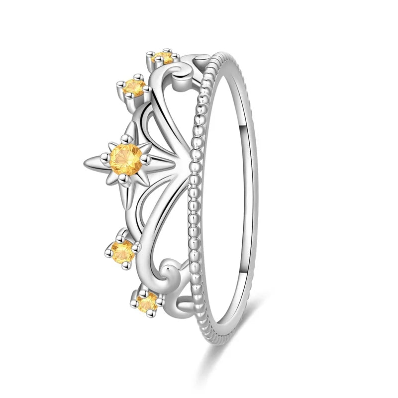 Original 925er Sterlingsilber, rosa herzförmige Kronenringe