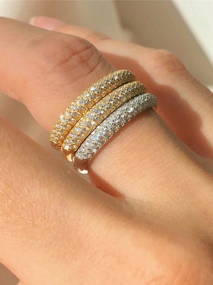 925er-Sterlingsilber, schlicher Ring mit Steinen