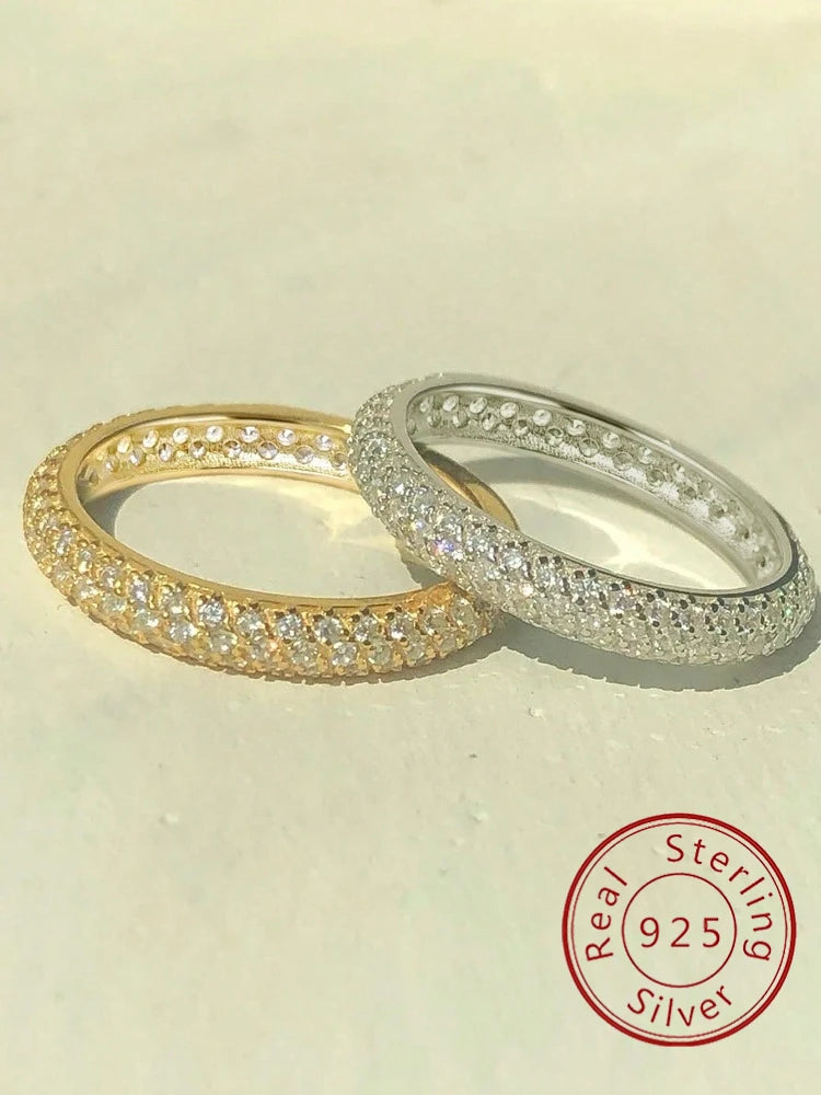 925er-Sterlingsilber, schlicher Ring mit Steinen