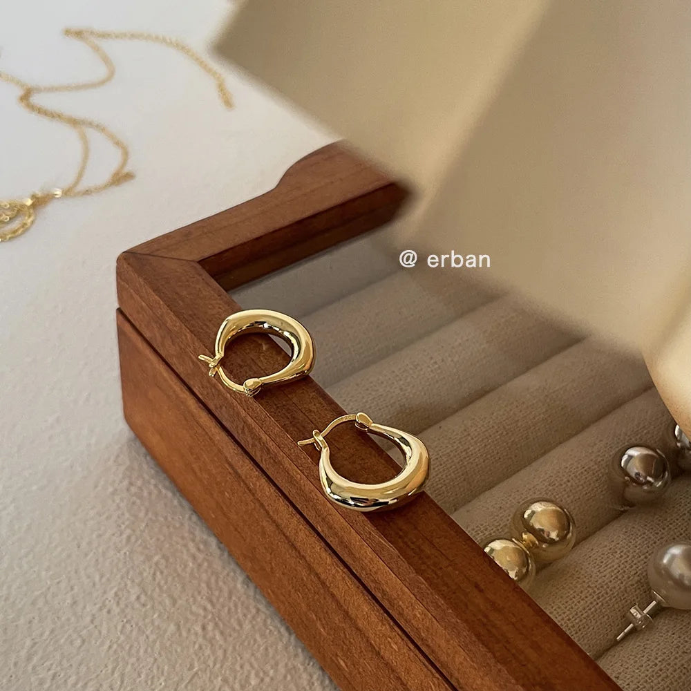 Creolen Sterlingsilber-Ohrringe im leichten Luxus-Stil, einfach, elegant, edel, exquisit und modisch auf höchstem Niveau